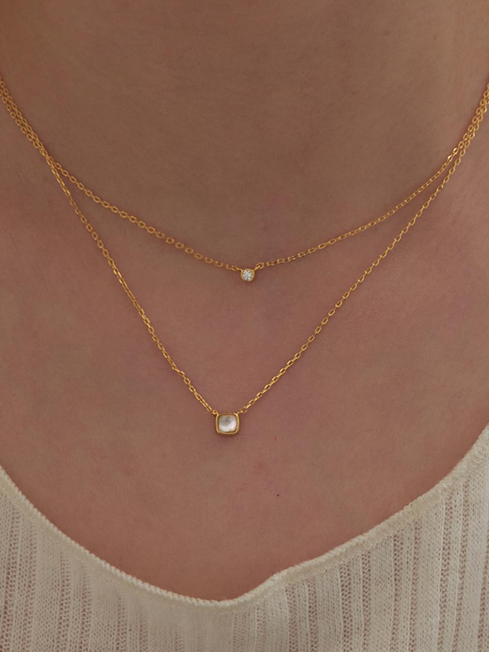 Primaute Geometric Brass Layered Necklace