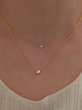 Primaute Geometric Brass Layered Necklace