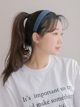 Primaute Handcrafted Denim Wide Hairband [Blue]
