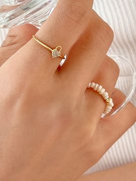 Primaute Heart Lock Ring_ Gold