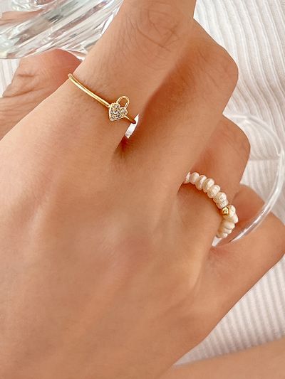 Primaute Heart Lock Ring_ Gold