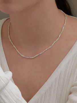 Primaute Lace Twist Layered Sterling Silver Necklace