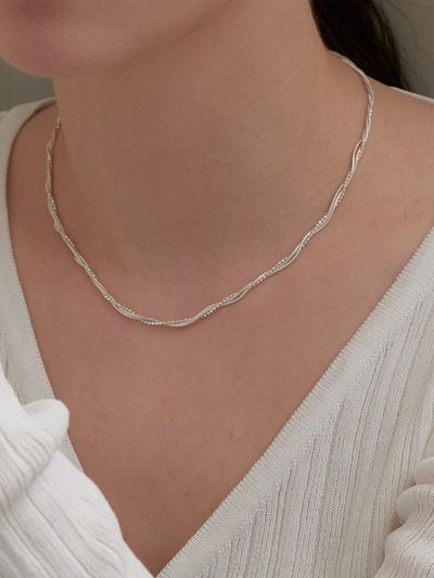 Primaute Lace Twist Layered Sterling Silver Necklace