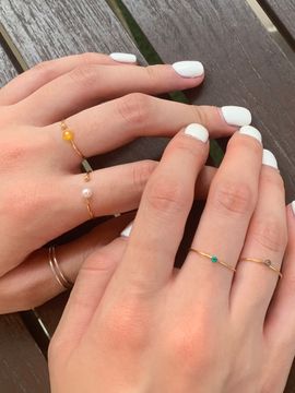 Primaute Minimal Natural Stone and Pearl Rings