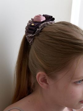Primaute Rose Frill Ribbon Scrunchie Pink