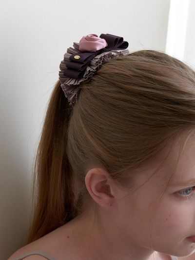 Primaute Rose Frill Ribbon Scrunchie Pink