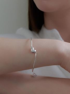 Primaute Sterling Silver Heart Round Adjustable Bracelet