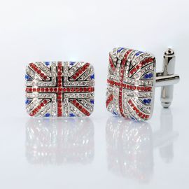 Prince of Scots Prince of Scots Union Jack Crystal Cufflinks - British Flag Enamel & Crystal Accents 