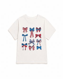 Prince Peter Collection Prince Peter Collection Girls' America Bows In A Grid Tee Top
