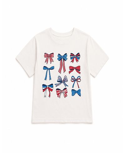 Prince Peter Collection Prince Peter Collection Girls' America Bows In A Grid Tee Top