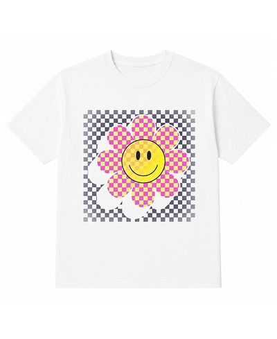 Prince Peter Collection Prince Peter Collection Girls' Checkered Happy Face Crew Tee