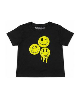Prince Peter Collection Prince Peter Collection Girls' Drippy Three Happy Face Crew Tee