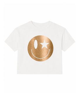 Prince Peter Collection Prince Peter Collection Girls' Happy Face Bronze Foil Crew Tee