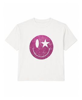 Prince Peter Collection Prince Peter Collection Girls' Happy Face Fuchsia Crew Tee