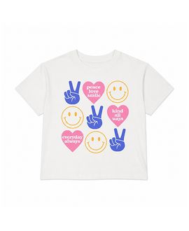 Prince Peter Collection Prince Peter Collection Girls' Peace Sign Heart Happy Face Tee