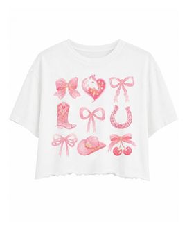 Prince Peter Collection Prince Peter Collection Girls' Western Bows Gfx Distressed Crop Top