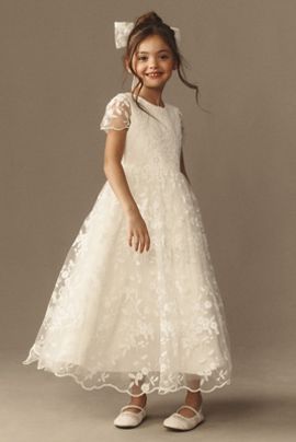 strapless open back dress Princess Daliana Tulle Dress with Crochet Flowers and Sweep Train