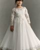 Princess Daliana Sheer Long-Sleeve Flower Girl Dress - 1