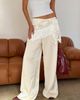 Princess Polly Aubrette Satin Tie Pants Cream - 2