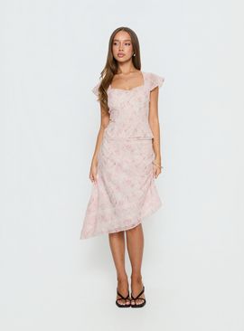 Princess Polly Avaline Asymmetrical Midi Skirt Pink