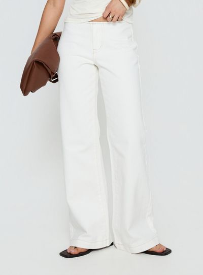 Princess Polly Buenos No Waist Low Rise Straight Leg Jeans White