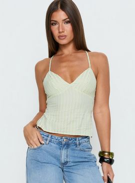 Princess Polly Candid Top Green Stripe