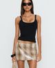 Princess Polly Cherice Sequin Mini Skirt Beige Plaid - 1