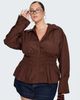 Princess Polly Curve As You Are Shirred Button Up Top Chocolate Curve - 2