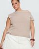 Princess Polly Curve Ashfield Off Shoulder Top Oat Curve - 1