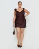 Princess Polly Curve Kamillah Frill Mini Dress Burgundy Polka Dot Curve - 1