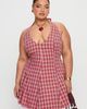 Princess Polly Curve Out Of Nowhere Halter Mini Dress Red Check Curve - 1