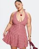 Princess Polly Curve Out Of Nowhere Halter Mini Dress Red Check Curve - 2