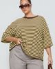 Princess Polly Curve Settle Down Short Sleeve Top Yellow / Brown Stripe Curve - 1