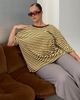 Princess Polly Curve Settle Down Short Sleeve Top Yellow / Brown Stripe Curve - 2