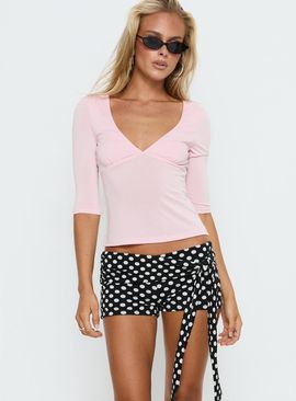 Princess Polly Declanne Wrap Micro Shorts Black Polka