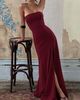 Princess Polly Diamanti Strapless High Slit Maxi Dress Burgundy - 2