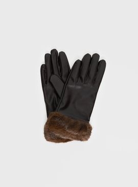 Princess Polly Elowynn Faux Leather Gloves Brown