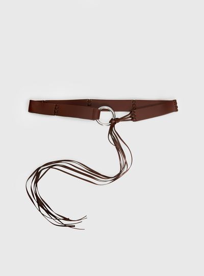 Princess Polly Evera Ring Detail Tassel Belt Brown / Silver