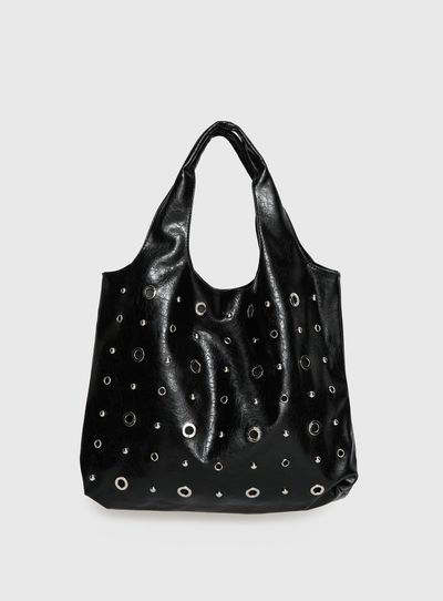 Princess Polly Find Your Love Eyelet Detail Shoulder Bag Black