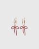 Princess Polly Goodnight And Go Bow Hoop Earrings Gold / Red - 1