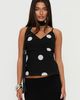 Princess Polly Jenae Scarf Detail Cami Top Black / White Polka - 1