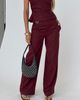 Princess Polly Jinny Relaxed Buckle Tailored Pants Berry Pinstripe - 2