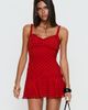 Princess Polly Kahla Frill Playsuit Red Polka Dot - 1