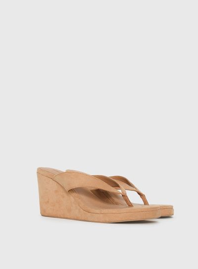 Princess Polly Kamiko Wedged Heels Tan Faux Suede