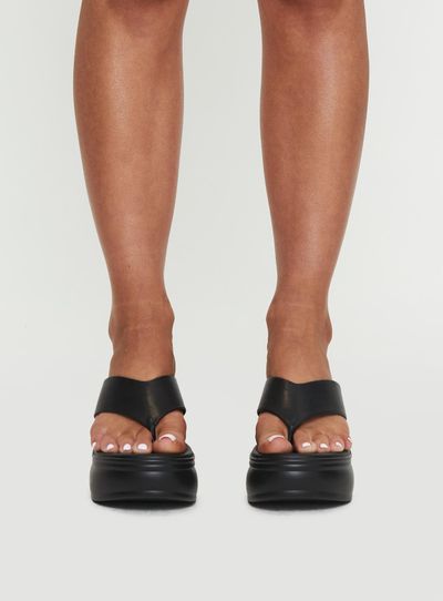 Princess Polly Katya Platform Heels Black