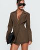 Princess Polly Kealy Plunge Neck Blazer Playsuit Brown - 1