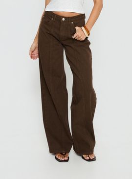 Princess Polly Lando Low Rise Straight Leg Jeans Chocolate