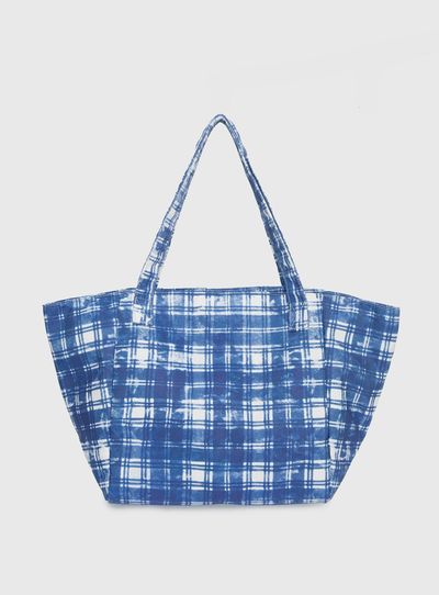 Princess Polly Lost Souls Tote Bag Blue Check