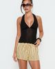 Princess Polly Lower Impact Abigayle Shorts Yellow / Brown Stripe - 1