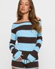 Princess Polly Lower Impact Ahani Off Shoulder Knit Top Blue / Brown - 1